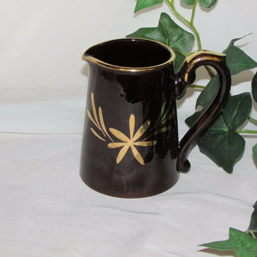 Gibson's Vintage Creamer Retro Brown & Gold Flower Design Cottagecore England